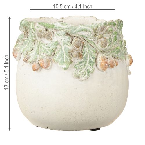 Artículo Maceta de bellotas de otoño de piedra fundida, Ø14,5 cm, altura 13 cm