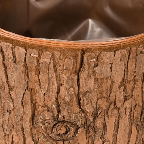 Artículo Maceta de madera redonda para plantas de corteza de pino Ø15cm H12,5cm