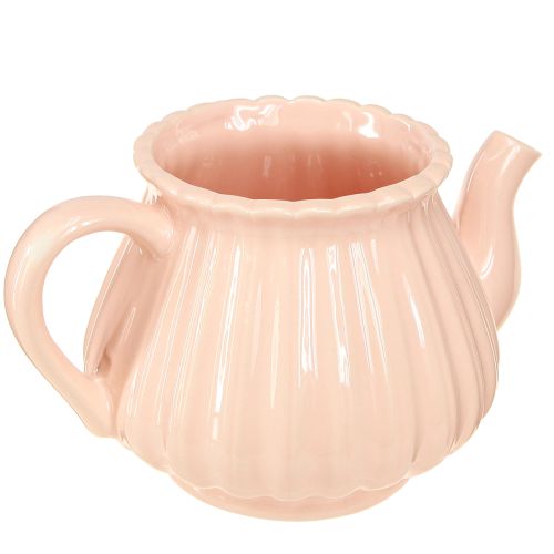 Artículo Macetero tetera decorativa de cerámica amarillo anaranjado 19,5×13,5×11cm 2 piezas