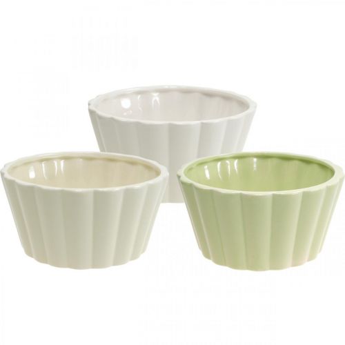 Floristik24 Macetero, cerámica, macetero decorativo, redondo, diseño ondulado, Ø16cm 3ud