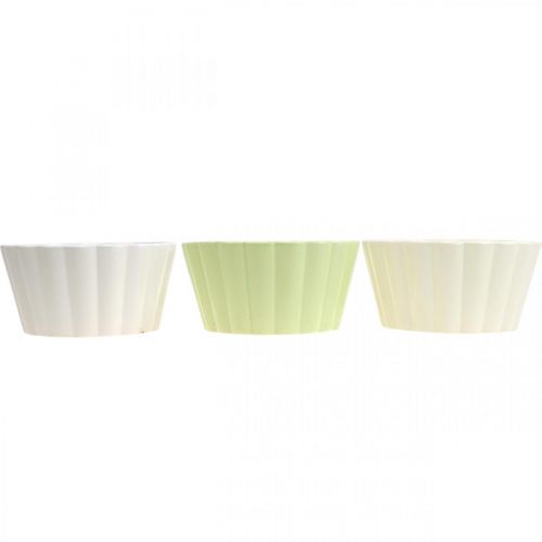 Floristik24 Macetero, cerámica, macetero decorativo, redondo, diseño ondulado, Ø16cm 3ud