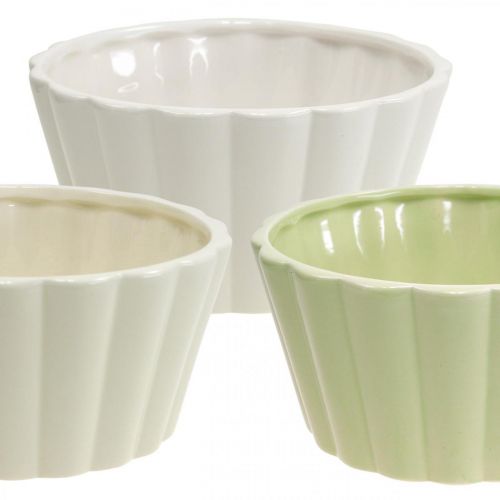 Floristik24 Macetero, cerámica, macetero decorativo, redondo, diseño ondulado, Ø16cm 3ud