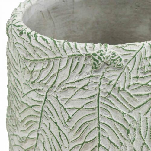 Artículo Jardinera cerámica verde blanco gris ramas pino Ø12cm H17.5cm