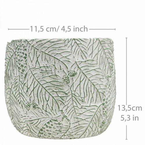 Artículo Jardinera cerámica verde blanco gris ramas abeto Ø13.5cm H13.5cm