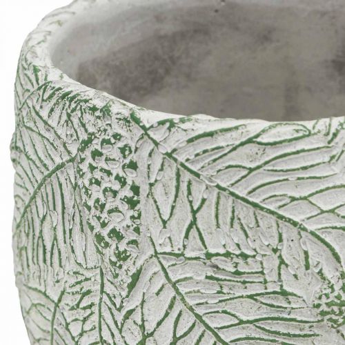 Artículo Jardinera cerámica verde blanco gris ramas abeto Ø13.5cm H13.5cm