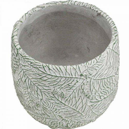 Artículo Jardinera cerámica verde blanco gris ramas abeto Ø12.5cm H12cm