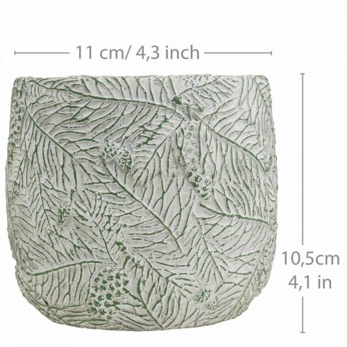 Artículo Jardinera cerámica verde blanco gris ramas abeto Ø12.5cm H12cm