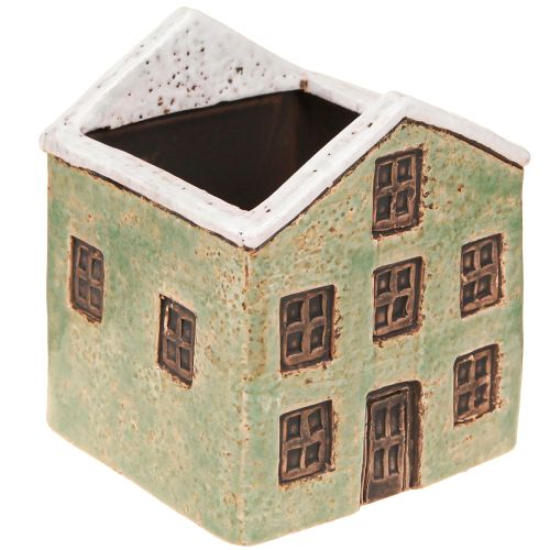 Artículo Maceta de cerámica para casa de Adviento, color menta, blanco, 10 x 10 x 12 cm