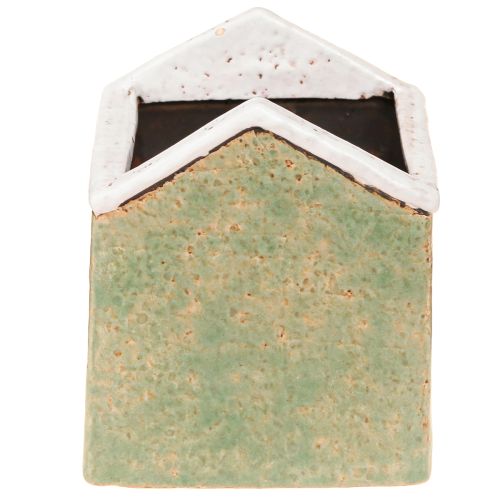 Artículo Maceta de cerámica para casa de Adviento, color menta, blanco, 10 x 10 x 12 cm