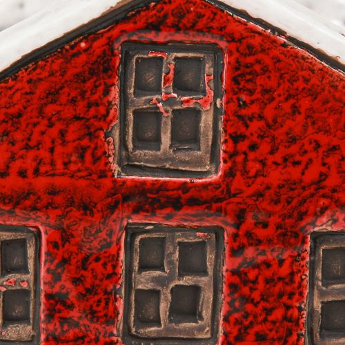 Floristik24 Jardinera de cerámica casa Adviento roja y blanca 10×10×12cm