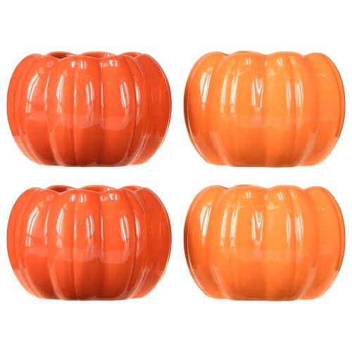 Artículo Maceta de cerámica con forma de calabaza naranja Ø9,5cm H6,5cm 4 uds