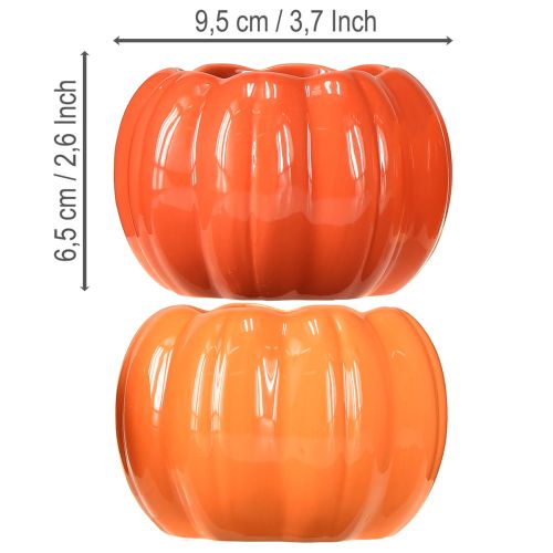 Artículo Maceta de cerámica con forma de calabaza naranja Ø9,5cm H6,5cm 4 uds