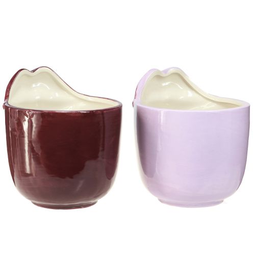 Floristik24 Macetero Cerámica Boca Besándose Jarrón Rosa Morado Ø14,5cm 2uds