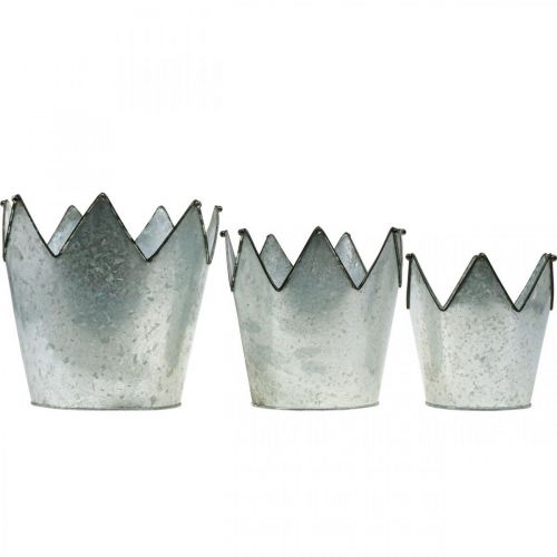 Artículo Macetero corona metal decoracion zinc Ø21.5/19.5/17cm juego de 3