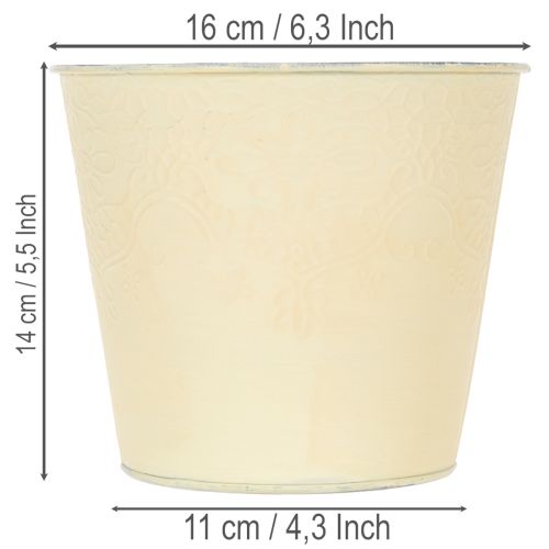 Artículo Maceta metálica, amarillo pastel, Ø16cm H14cm