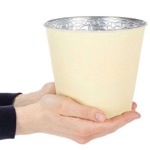 Artículo Maceta metálica, amarillo pastel, Ø16cm H14cm