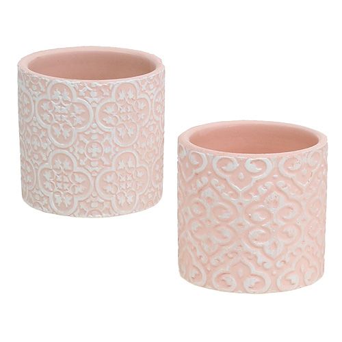 Floristik24 Jardinera con patrón rosa Ø7cm H6,5cm 12pcs