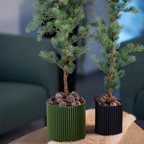 Maceta de papel verde oscuro Ø13cm H12cm 4 uds