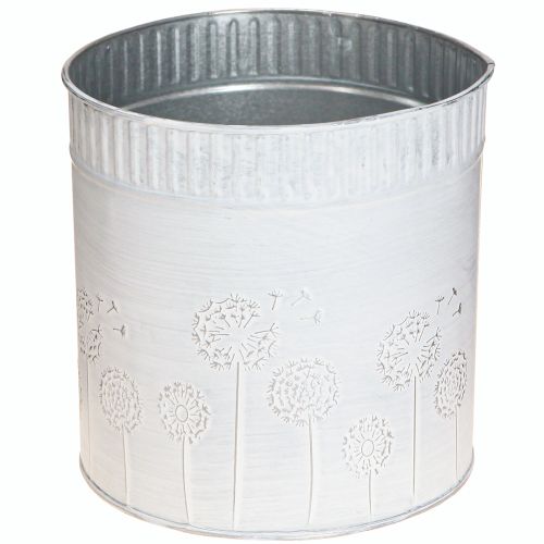 Artículo Maceta de metal con forma de diente de león, color blanco, Ø15,5 cm, altura 15,5 cm