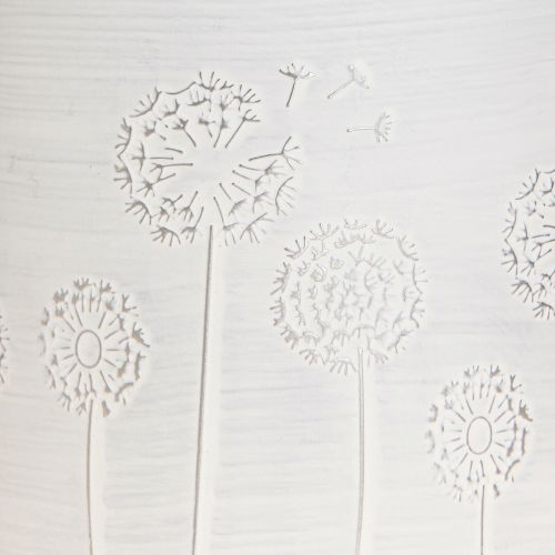 Artículo Maceta de metal con forma de diente de león, color blanco, Ø15,5 cm, altura 15,5 cm
