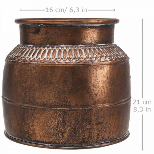 Floristik24 Macetero grande metal cobre relieve macetero decorativo Ø22cm H21cm