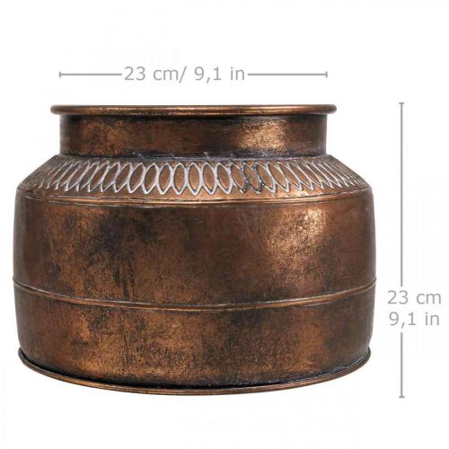 Artículo Macetero grande metal cobre relieve macetero decorativo Ø31.5cm H23cm