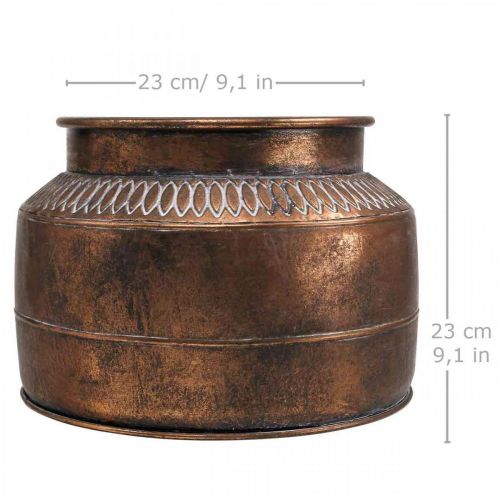 Floristik24 Macetero grande metal cobre relieve macetero decorativo Ø31.5cm H23cm