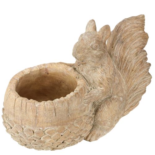 Jardinera con decoración de ardilla en piedra fundida 26×14×19cm