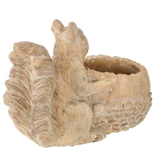 Artículo Jardinera con decoración de ardilla en piedra fundida 26×14×19cm