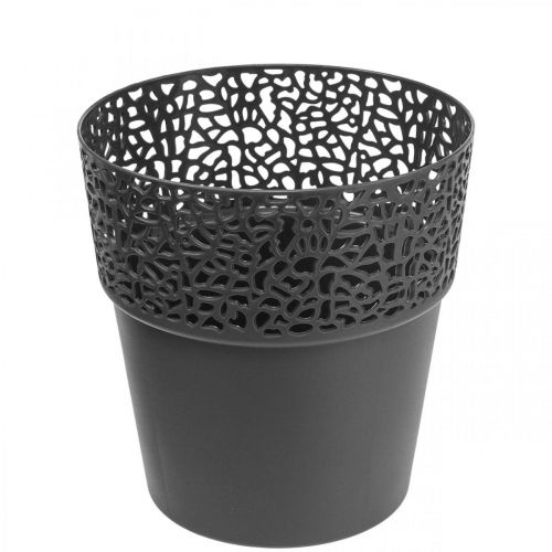 Jardinera maceta de plástico antracita Ø13cm H13.5cm