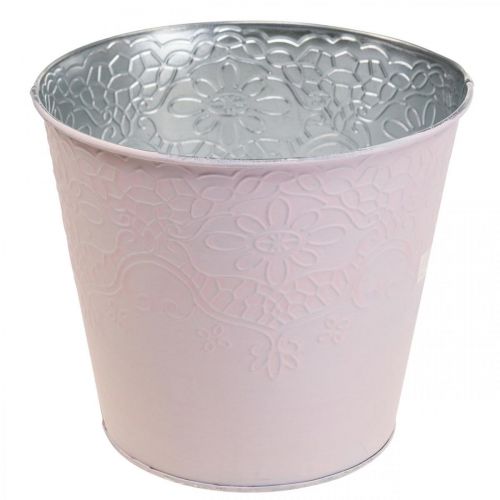 Artículo Macetero macetero de metal rosa pastel Ø13,5cm H12,5cm