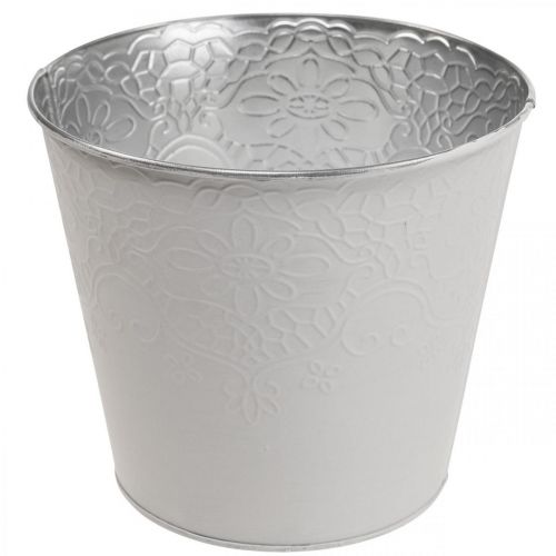 Artículo Macetero de metal macetero blanco pastel Ø16cm H14cm