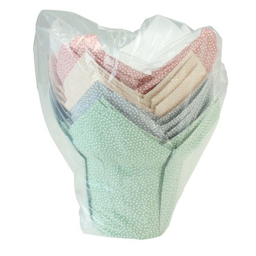 Artículo Papel para macetas con lunares para regalo, flores, Ø7 cm, alto 14 cm, 12 unidades