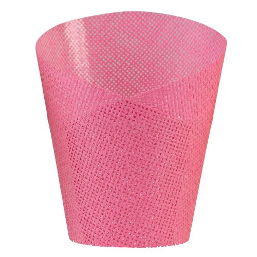 Artículo Macetero de papel macetero tejido rosa amarillo verde Ø9cm H18cm 9ud