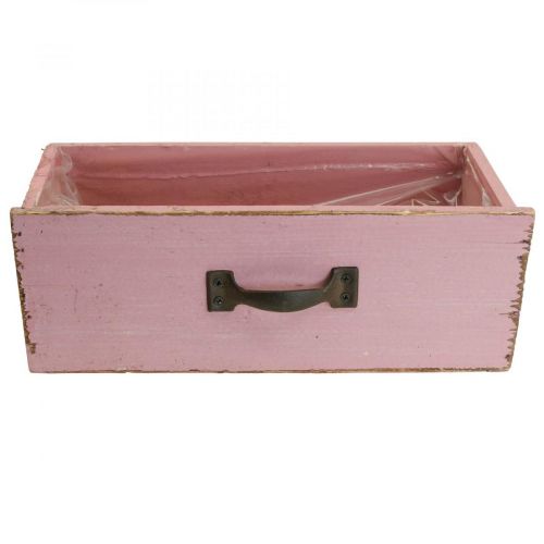 Floristik24 Macetero cajón macetero de madera rosa 25×13×9cm