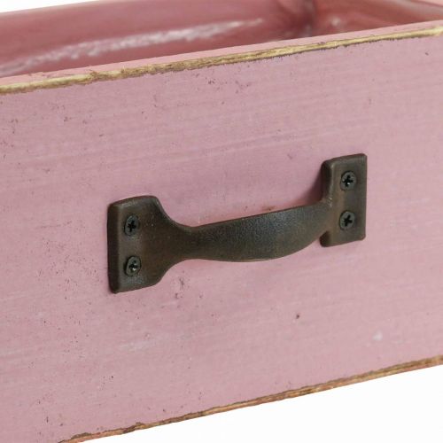 Floristik24 Macetero cajón macetero de madera rosa 25×13×9cm