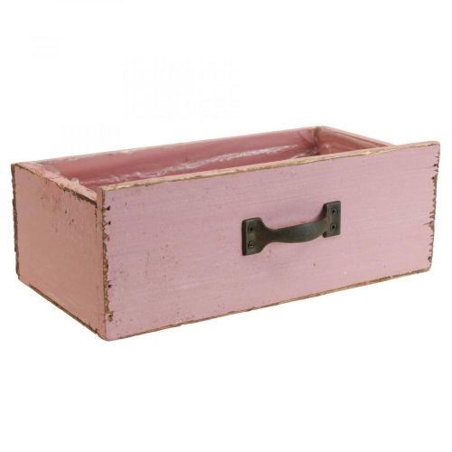 Floristik24 Macetero cajón macetero de madera rosa 25×13×9cm