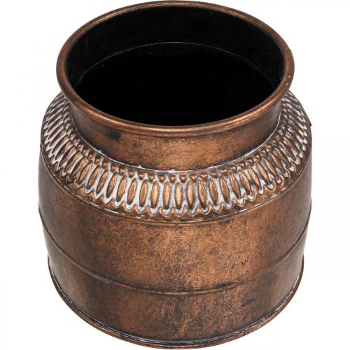 Floristik24 Macetero grande metal cobre relieve macetero decorativo Ø22cm H21cm