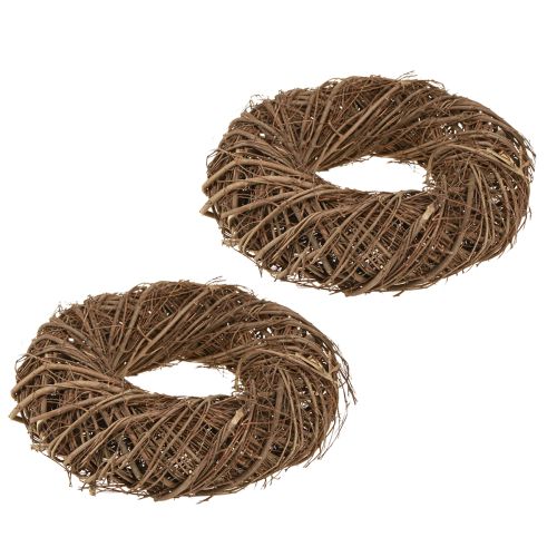 Artículo Corona decorativa de olmo marrón natural Ø23–25cm H6,5cm 2ud