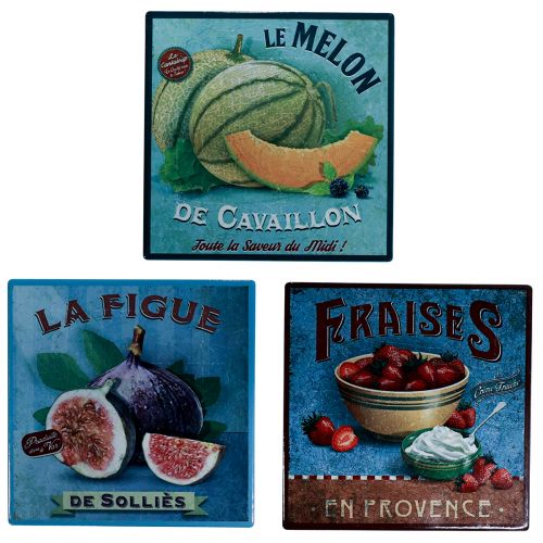 Floristik24 Posavasos de cerámica motivo fruta vintage 15x15cm 3ud