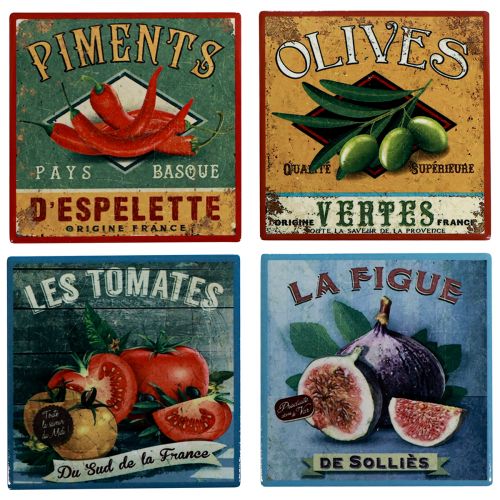 Floristik24 Posavasos para vasos ceramica fruta verdura 10×10cm 4ud