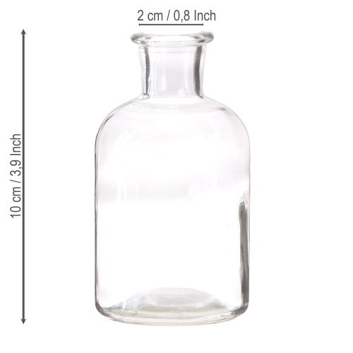 Floristik24 Jarrón botella de vidrio jarrón botella de vidrio transparente Ø5,5cm H10cm 6 piezas