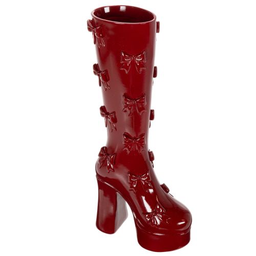 Jarrón decorativo con forma de bota y diseño de lazo, 37 cm.
