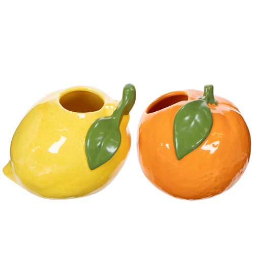 Artículo Jarrón de cítricos, naranja y limón, como accesorio extravagante para el hogar, decoración de verano, 10 cm, 2 piezas