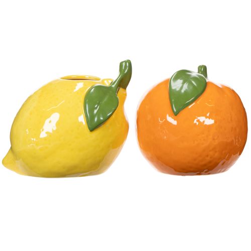 Artículo Jarrón de cítricos, naranja y limón, como accesorio extravagante para el hogar, decoración de verano, 10 cm, 2 piezas