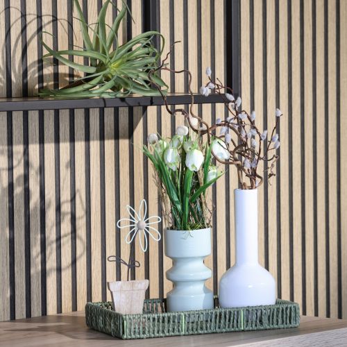 Artículo Jarrón decorativo moderno de metal blanco crema Ø10,5cm H25,5cm