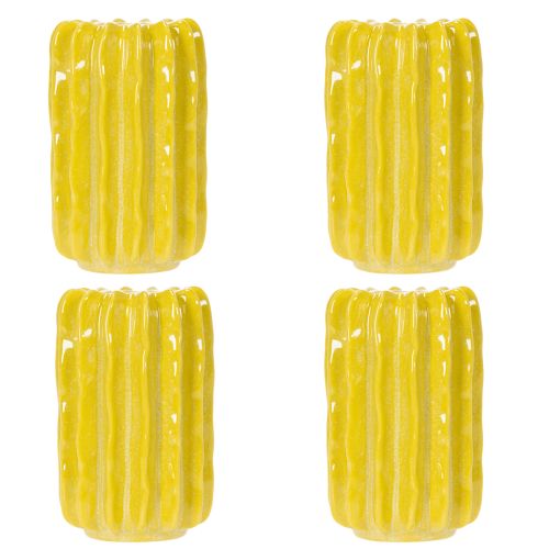 Artículo Jarrón de cerámica con forma de cactus, diseño acanalado para un estilo moderno, 13 cm, 4 piezas