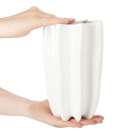 Jarrón acanalado, jarrón alto decorativo para flores secas, 24 cm | Floristik24.es