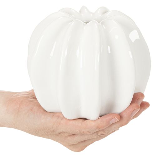 Jarrón de cerámica con forma de calabaza, blanco, decoración para el hogar, 15 cm. | Floristik24.es