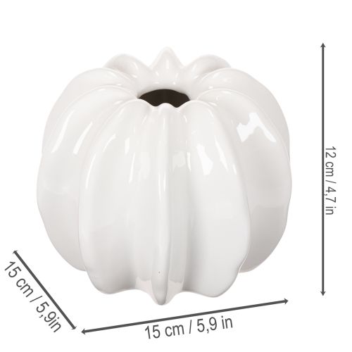 Jarrón de cerámica con forma de calabaza, blanco, decoración para el hogar, 15 cm. | Floristik24.es